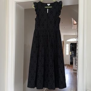 JCrew Factory Black Eyelet Midi Dress